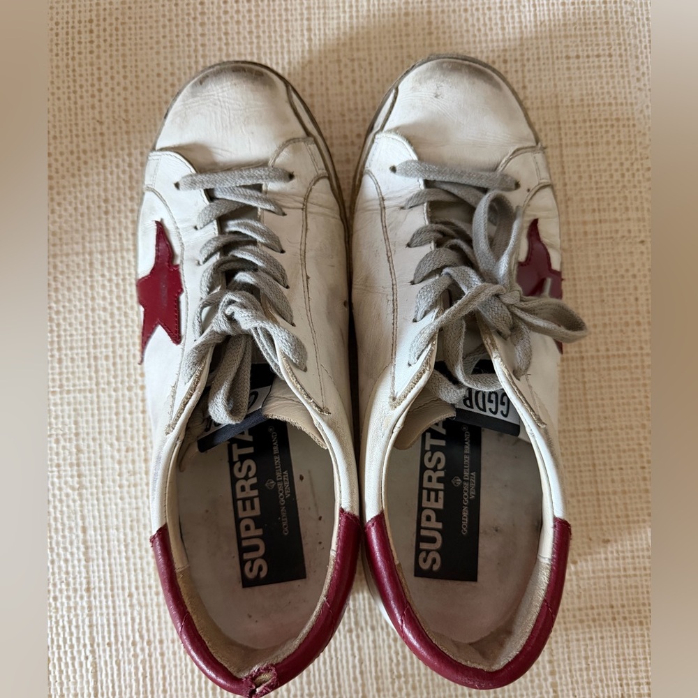 Golden Goose Superstar White & Red Sneakers - size 8 - Picture 3 of 10